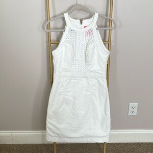 Lily Pulitzer cruise-worthy Charlize white halter neck dress.